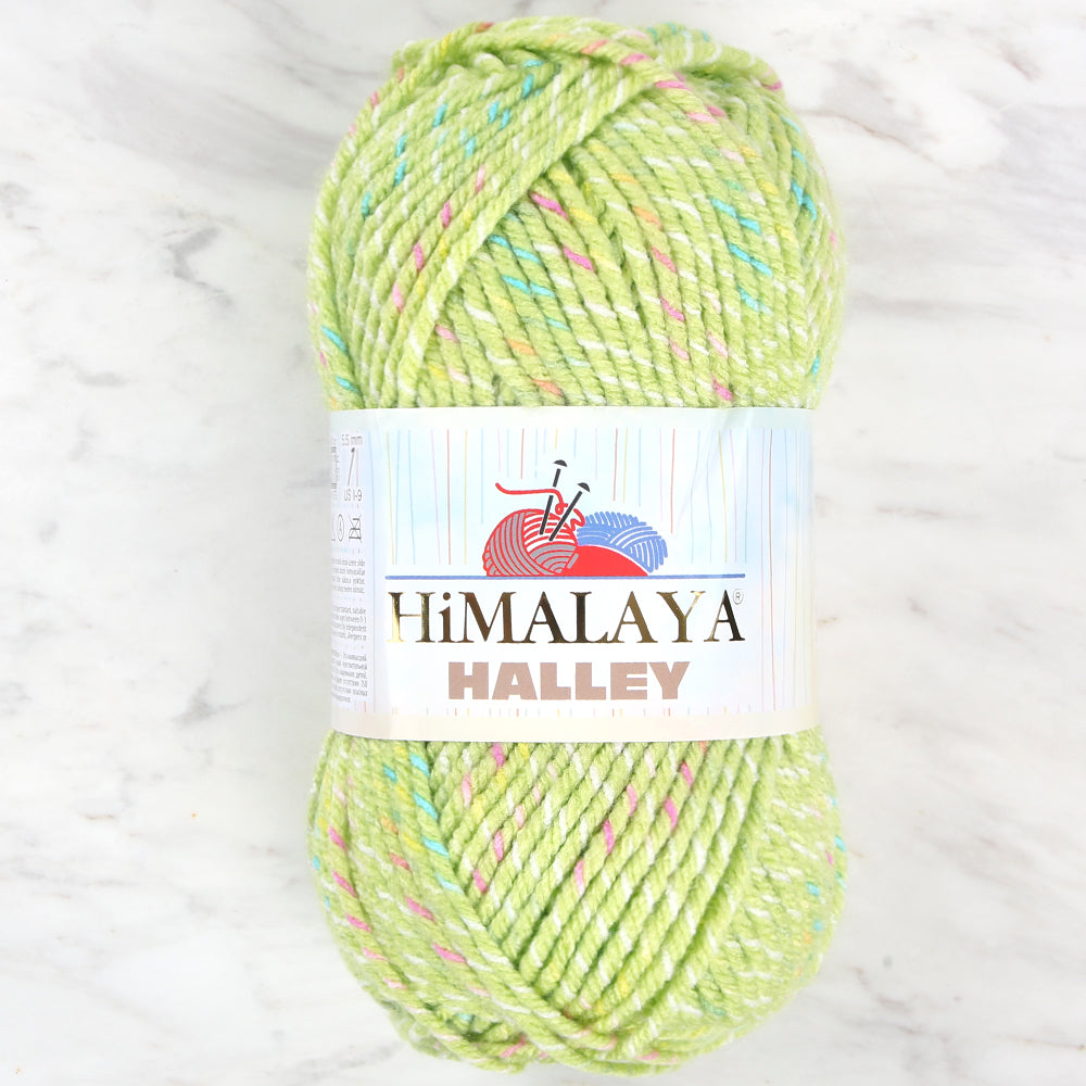 Himalaya Halley Yeşil Benekli El Örgü İpi - 78033